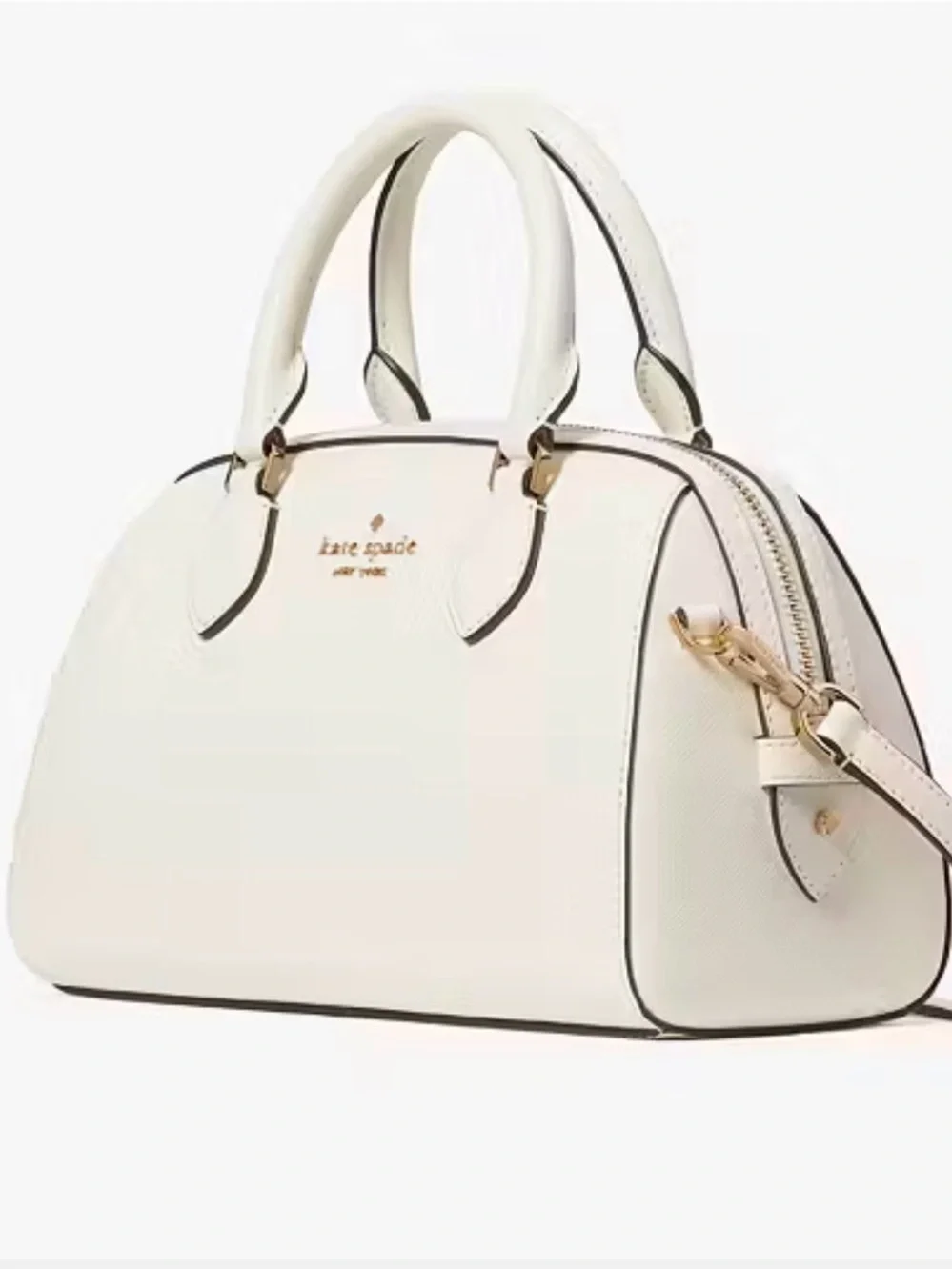 Luxurious kate spade Cream Dome Satchel with Gold Hardware MSRP $348
